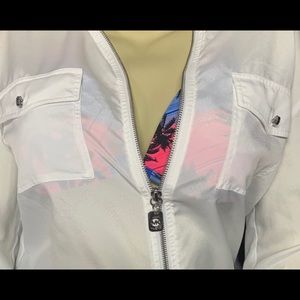 🥳SOLD!!!MICHAEL KORS XL Zippered Front Sheer Whit